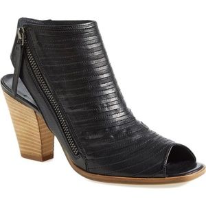 Paul Green Cayanne Black Leather Peep Toe Sandal Boots US Size 9.5